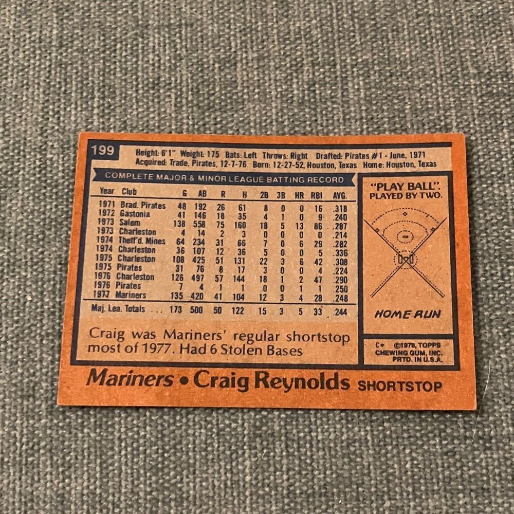 1978 Topps Seattle Mariners Baseball Card Trading Card - Picture 2 of 2